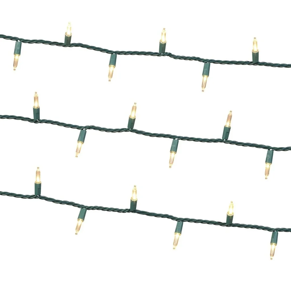 100 Warm White Mini LED Christmas Lights with Green Wire Indoor/Outdoor Lot of 4